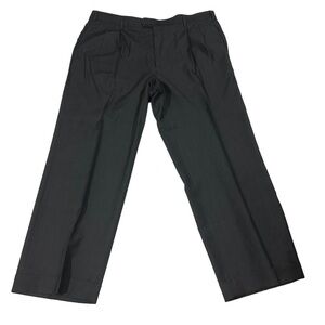 Zanella Bennett Italy Dark Grey Pinstripe Wool Pleated Cuffs Suit Pants Sz 38x29